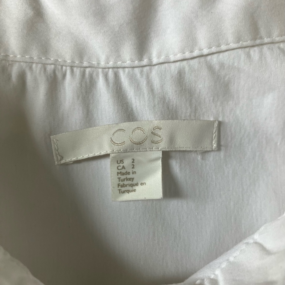 COS White Pima Cotton Pop Over Shirt with Collar size 2 - Picture 6 of 10